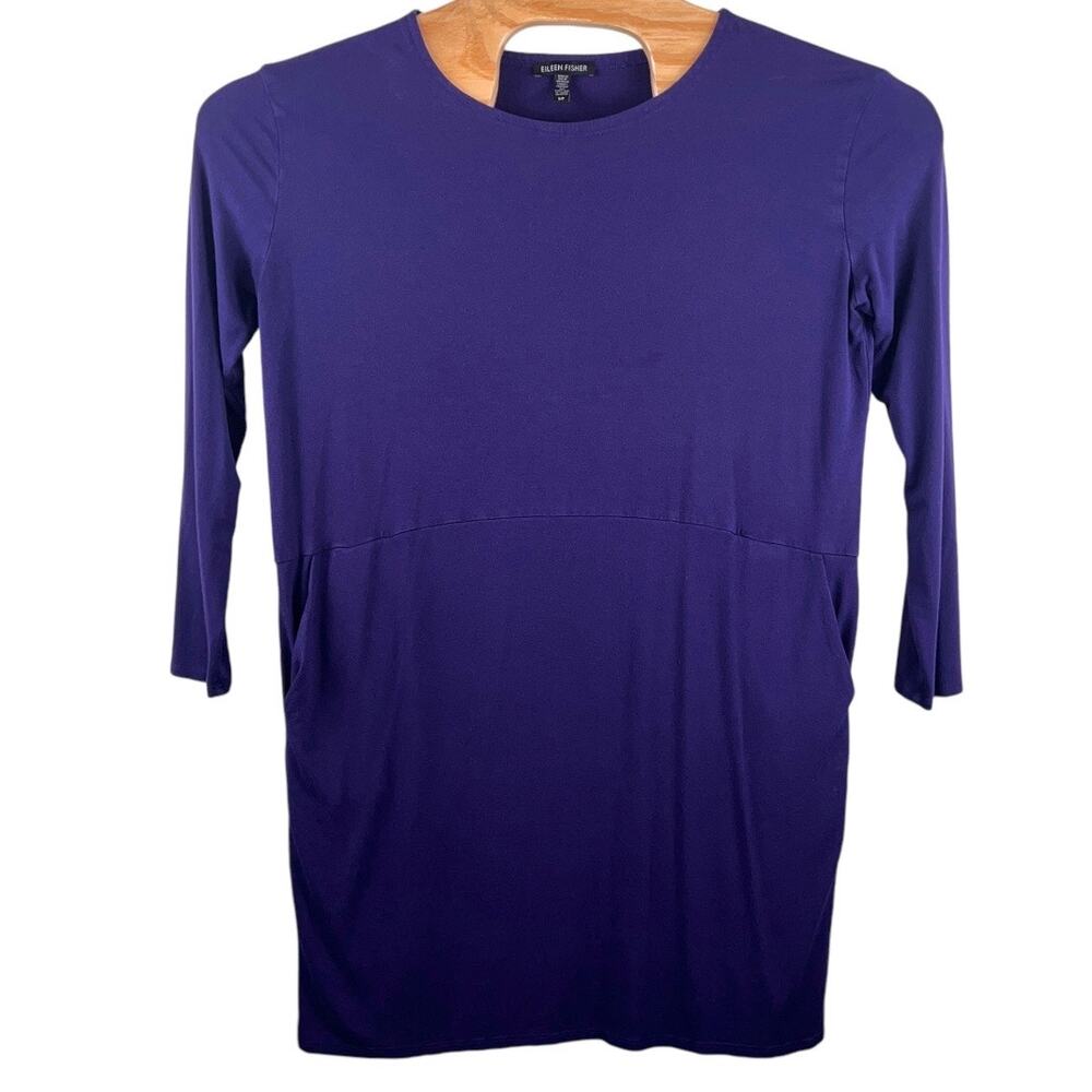Eileen Fisher Jersey Roundneck Tunic Dress Pullover Purple Women's Size Small